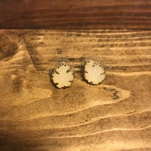 Tessa Gold Stud Earrings In Iridescent Drusy